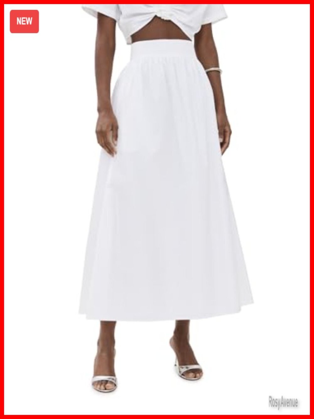 Gathered Waist Maxi Skirt Cotton Twill Casual